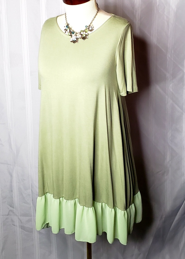 Sage Chiffon Ruffle Tunic By Agnes & Dora